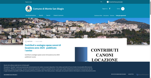 Security scan screenshot of https://comune.montesanbiagio.lt.it/