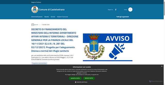 Security scan screenshot of https://www.comune.castelvetrano.tp.it