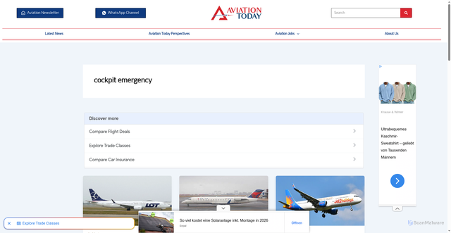 Security scan screenshot of https://aviationtoday.in/tag/cockpit-emergency/