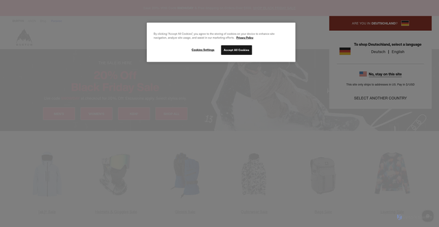 Security scan screenshot of https://www.burton.com/