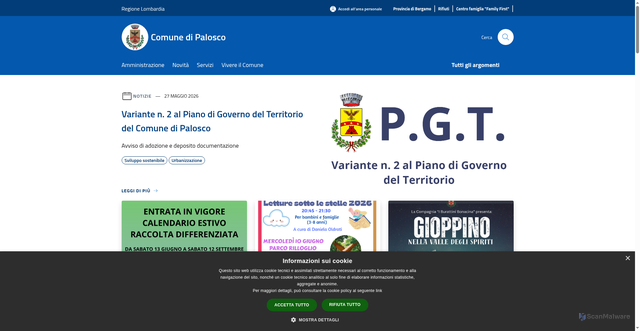 Security scan screenshot of https://www.comune.palosco.bg.it