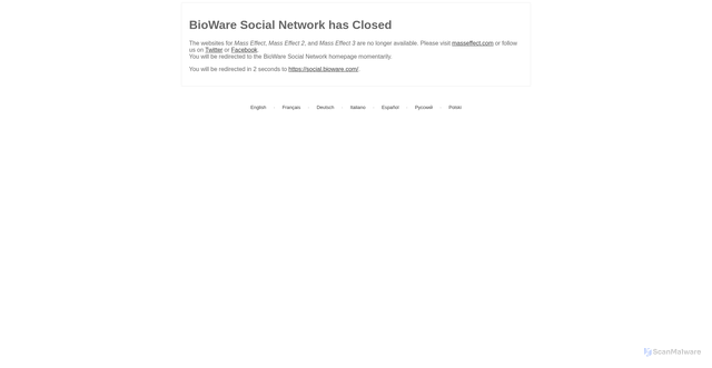 Security scan screenshot of https://social.bioware.com/masseffect