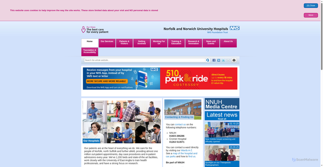 Security scan screenshot of https://www.nnuh.nhs.uk/