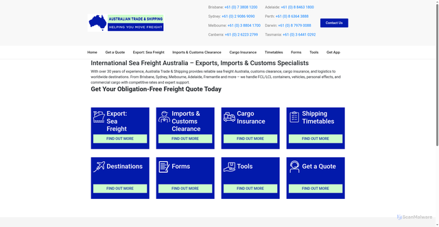 Security scan screenshot of https://australiatrade.com.au