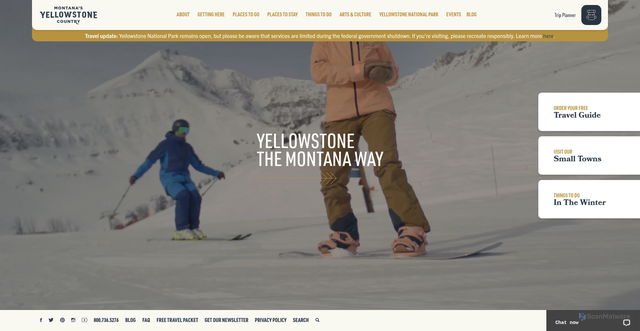 Security scan screenshot of https://visityellowstonecountry.com/