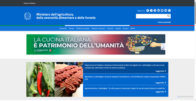 Security scan screenshot of https://www.politicheagricole.gov.it
