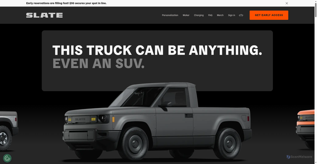 Security scan screenshot of https://slate.auto