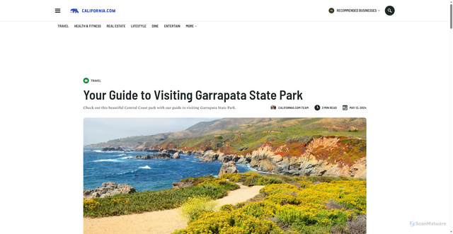 Security scan screenshot of https://www.california.com/your-guide-to-visiting-garrapata-state-park/