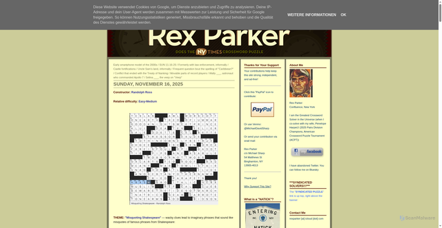 Security scan screenshot of https://rexwordpuzzle.blogspot.com/