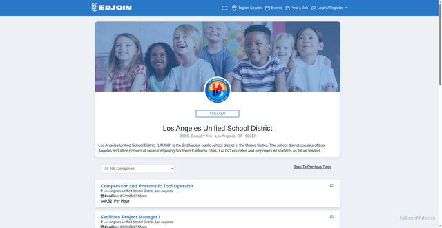 Security scan screenshot of https://www.edjoin.org/LAUSD