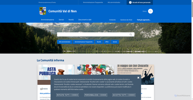 Security scan screenshot of https://www.comunitavaldinon.tn.it