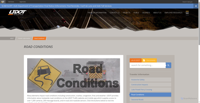Security scan screenshot of https://connect.udot.utah.gov/current-conditions/road-conditions/