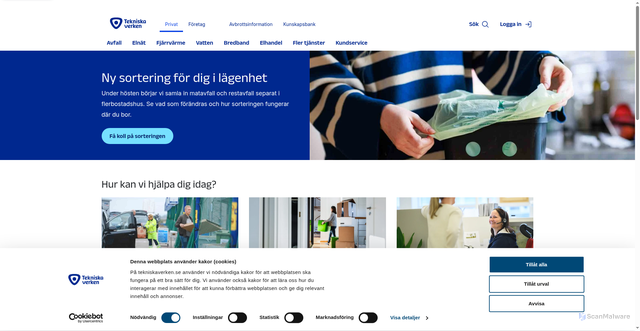 Security scan screenshot of https://tekniskaverken.se