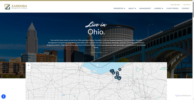 Security scan screenshot of https://www.zarembamanagement.com/live-in-ohio/