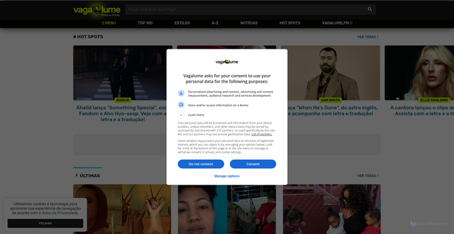 Security scan screenshot of https://vagalume.com.br
