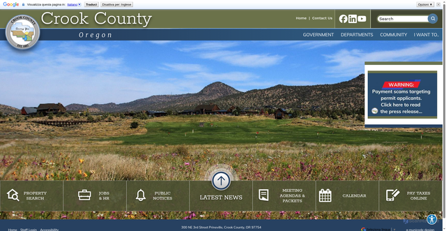 Security scan screenshot of https://co.crook.or.us/