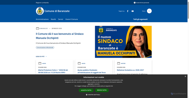 Security scan screenshot of https://www.comune.baranzate.mi.it