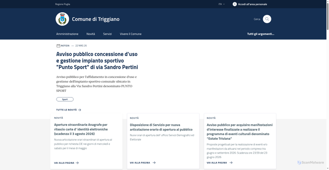 Security scan screenshot of https://www.comune.triggiano.ba.it