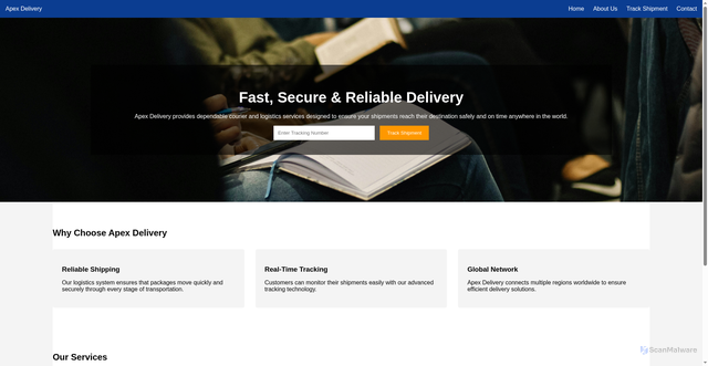 Security scan screenshot of https://apexdelivery.online/