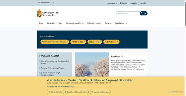 Security scan screenshot of https://www.lansstyrelsen.se/stockholm