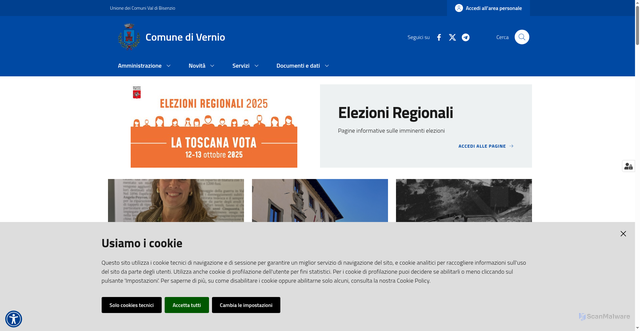 Security scan screenshot of https://www.comune.vernio.po.it/