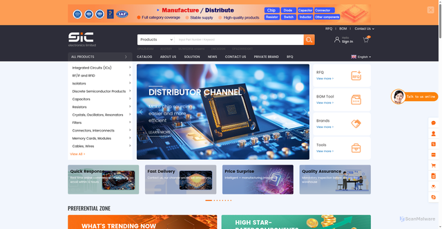 Security scan screenshot of https://sic-components.com