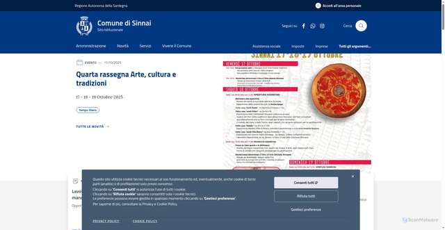 Security scan screenshot of https://www.comune.sinnai.ca.it/