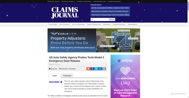 Security scan screenshot of https://www.claimsjournal.com/news/national/2025/12/24/334757.htm