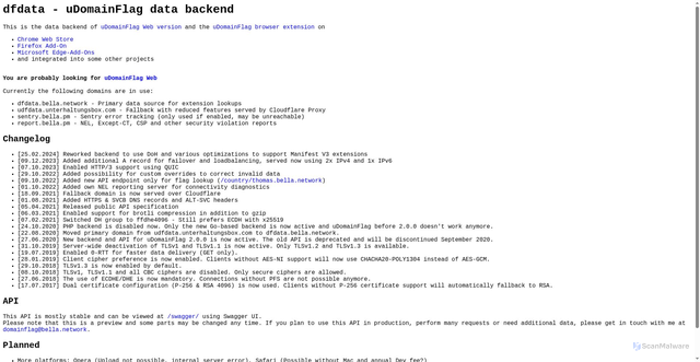 Security scan screenshot of https://dfdata.bella.network