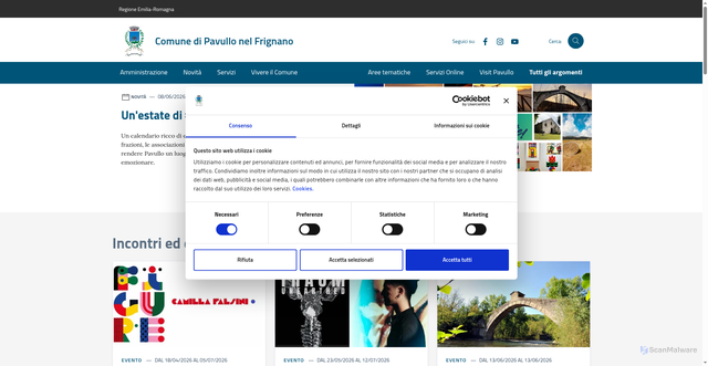 Security scan screenshot of https://www.comune.pavullo-nel-frignano.mo.it