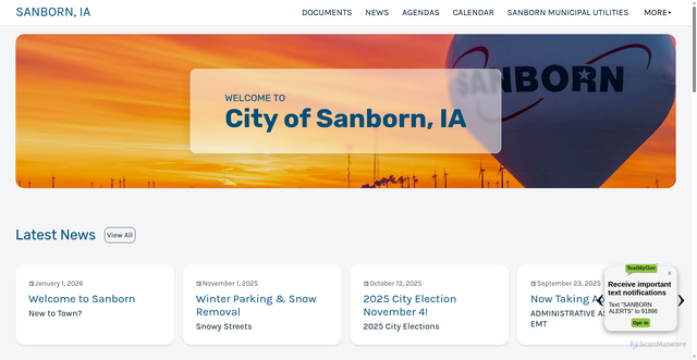 Security scan screenshot of https://www.sanborniowa.gov/