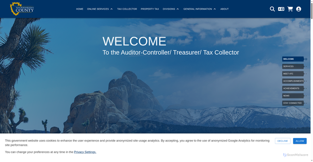 Security scan screenshot of https://www.sbcountyatc.gov/