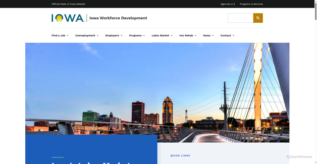 Security scan screenshot of https://workforce.iowa.gov/labor-market-information