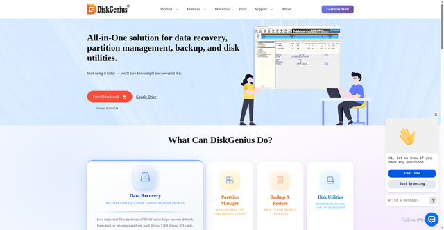 Security scan screenshot of https://www.diskgenius.com