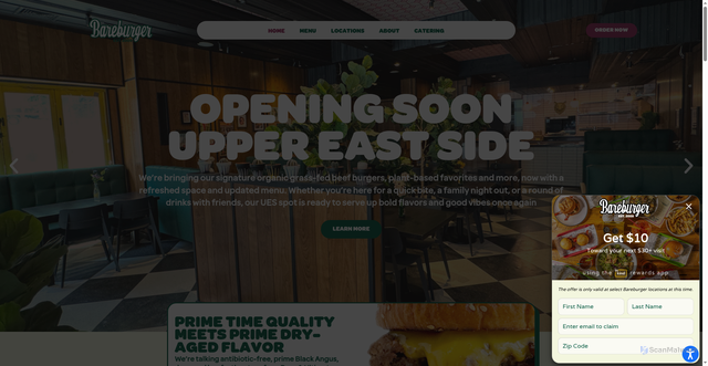 Security scan screenshot of https://bareburger.com/