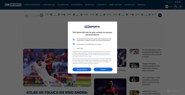 Security scan screenshot of https://www.foxsports.com.mx/