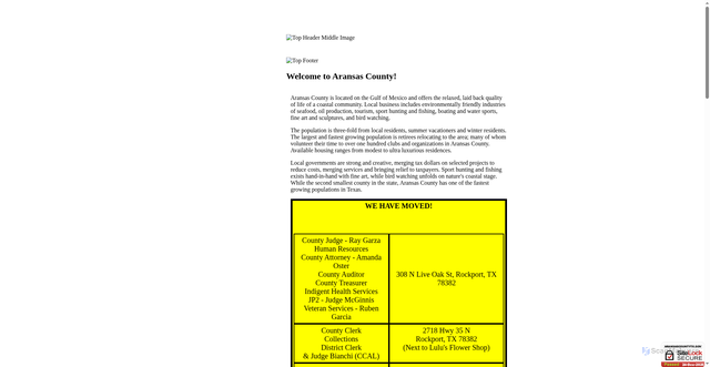 Security scan screenshot of https://aransascountytx.gov/