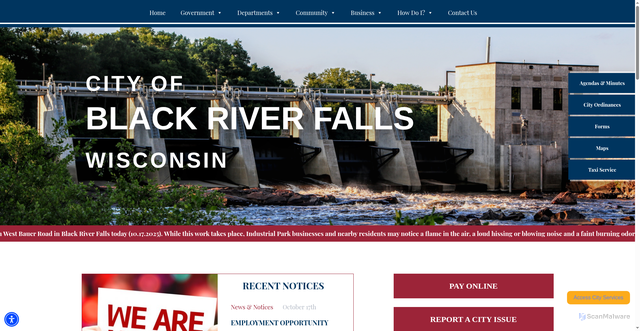 Security scan screenshot of https://blackriverfallswi.gov/