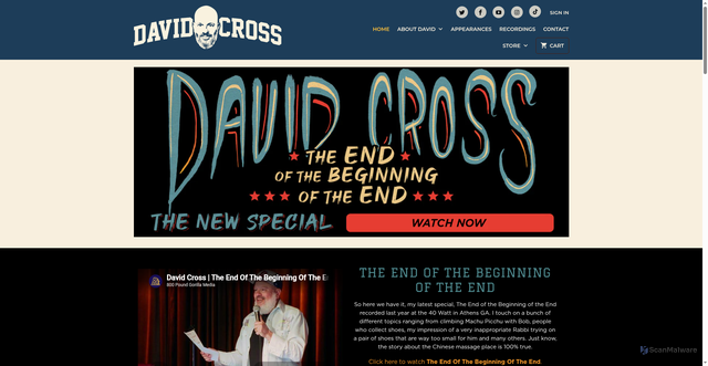 Security scan screenshot of https://officialdavidcross.com/?srsltid=AfmBOooe1dRD883f82G_zi6sY7VhiDPKXDMxuEL_t7vZuaoySiSZBpck