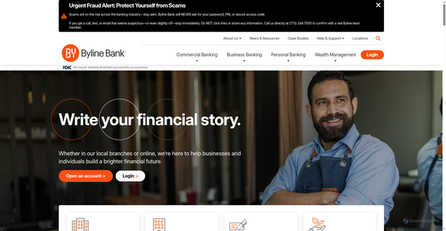Security scan screenshot of https://www.bylinebank.com