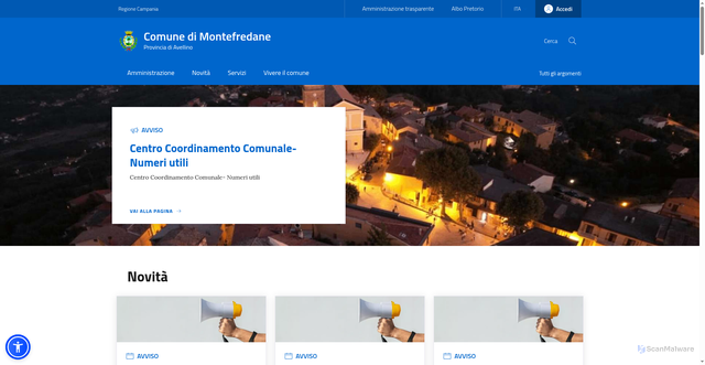 Security scan screenshot of https://www.comune.montefredane.av.it/