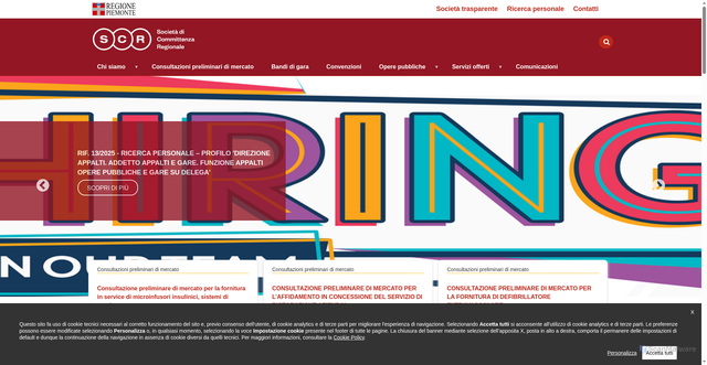 Security scan screenshot of https://www.scr.piemonte.it/