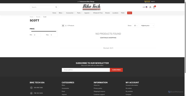 Security scan screenshot of https://www.biketechusa.com/brands/scott/