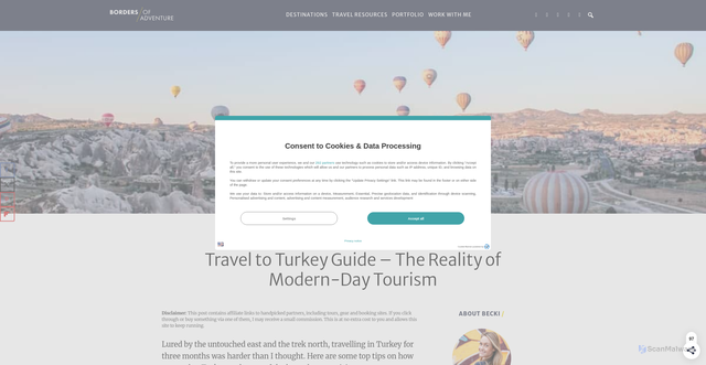 Security scan screenshot of https://www.bordersofadventure.com/travel-to-turkey-guide/