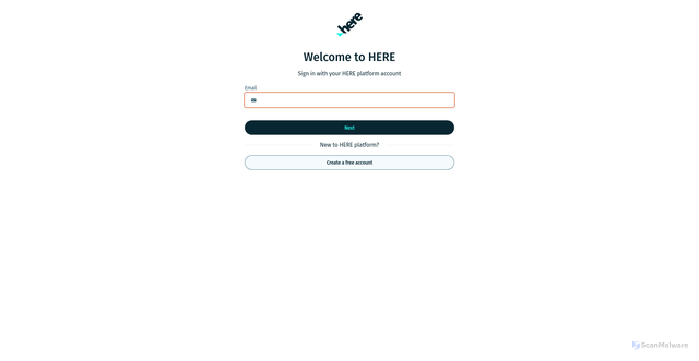 Security scan screenshot of https://platform.here.com