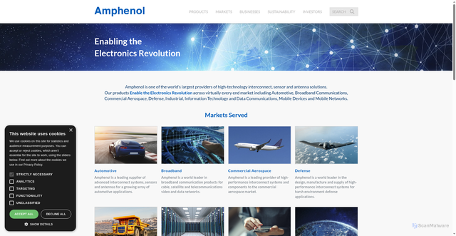 Security scan screenshot of https://amphenol.com
