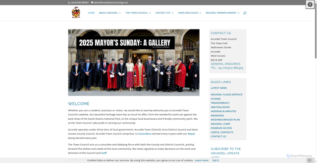 Security scan screenshot of https://www.arundeltowncouncil.gov.uk/