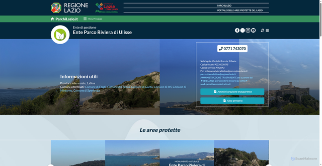 Security scan screenshot of https://www.parchilazio.it/rivieradiulisse
