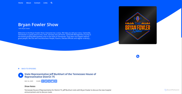 Security scan screenshot of https://bryanfowlershow.libsyn.com/state-representative-jeff-burkhart-of-the-tennessee-house-of-representative-district-75