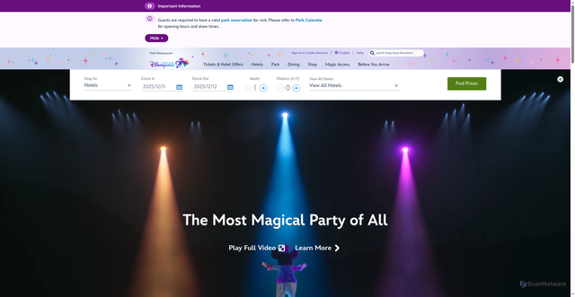 Security scan screenshot of https://www.hongkongdisneyland.com/